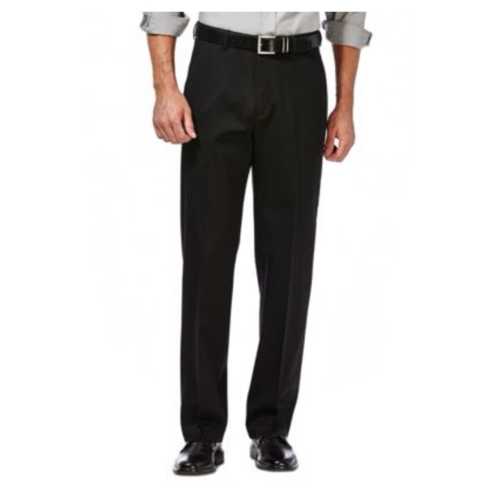 Haggar Men's Classic Fit Stretch Black Dress Pants Sz 38Wx31L